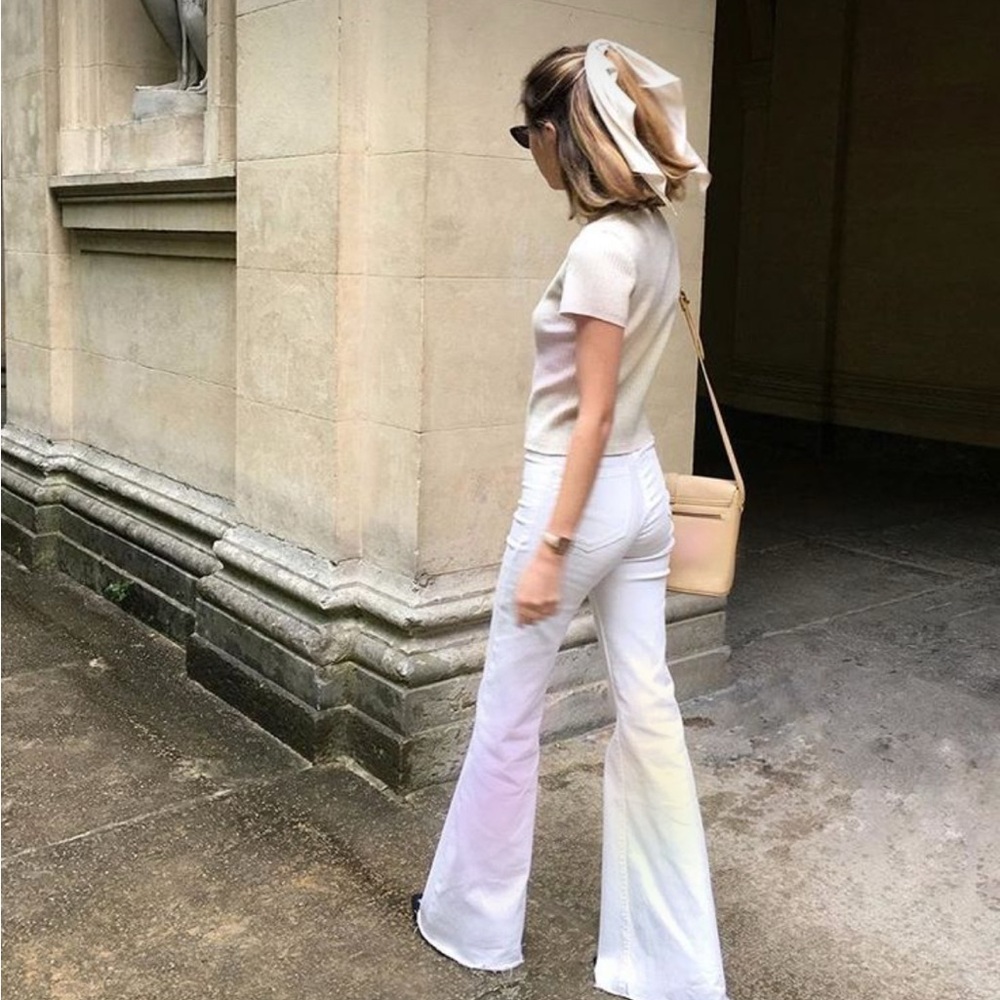 Free People White Flare Wide Leg Jeans